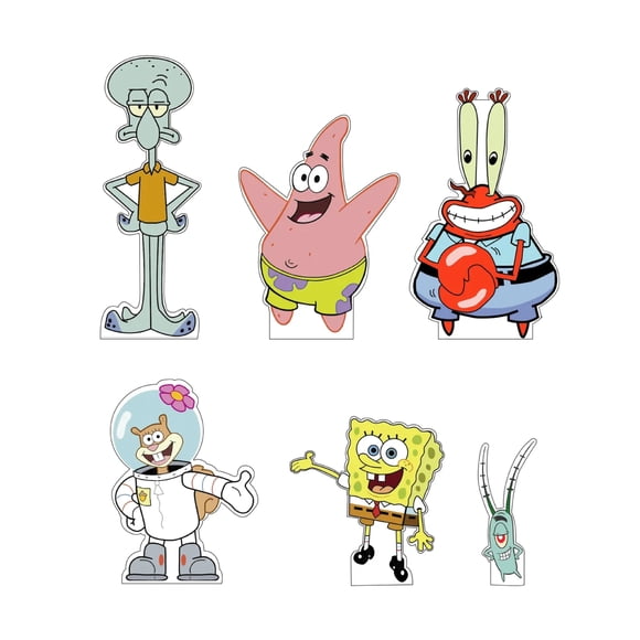 Bob Esponja Siluetas Decorativas con Base, Kit 6 Piezas