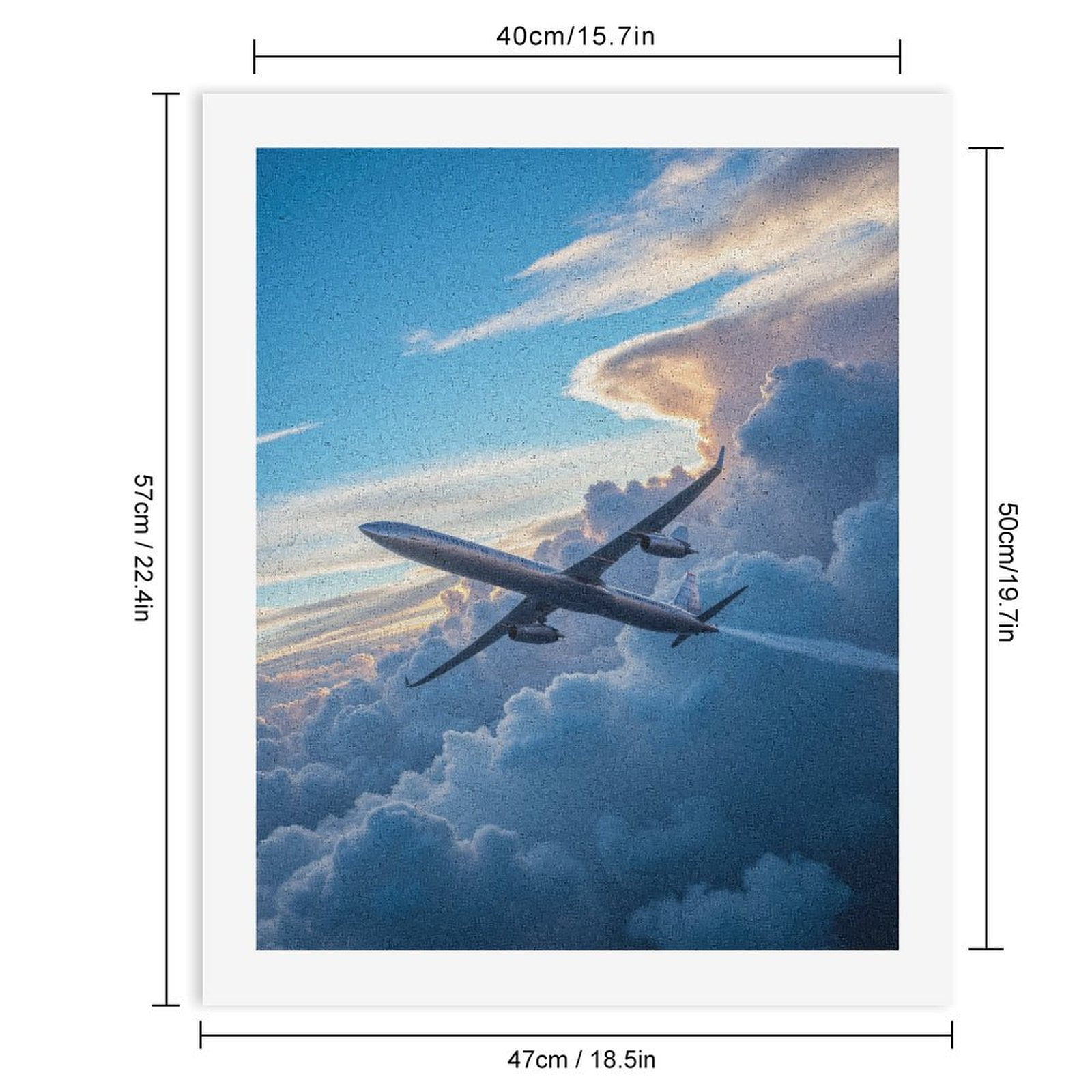 Paint By Numbers Kit for Adults Beginner - DIY Airplane Soaring Through Clouds Canvas Painting Kits for Adults, Frameless Paint By Number for Adults for Home Wall Decor 16x20 Inch