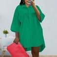 thumbnail image 2 of Camisa Con Botones Para Mujer, Manga Tres Cuartos, Cuello Vuelto, Vestido Suelto Informal Liso, Vestidos Odeerbi  ODB-6, 2 of 4