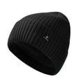 thumbnail image 2 of AHTJRT Beanie Hats for Men Warm Winter Cotton Ribbed Knit Cuffed Beanie Soft Ski Hats Cold Weather Running Cycling Skiing Skullcaps Black Free Size, 2 of 3