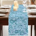 thumbnail image 3 of Table Runners 120 Inches Long Dress Scarves, Light Blue Teal Farmhouse Coffee/Dining/Kitchen Table Runner for Living Room, Retro Botanical Abstract Art 13x120 Inch, 3 of 9