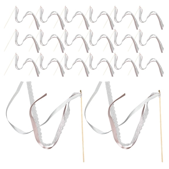 WEUVEB Wedding Party Streamers Ribbon Fairy Wand Light Yellow 20Pcs