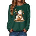thumbnail image 6 of Enyan Halloween Shirts Women Spooky Season Long Sleeve Ghost Graphic Shirt Fall Pumpkin Tops Woman Halloween Shirt Green,M, 6 of 6
