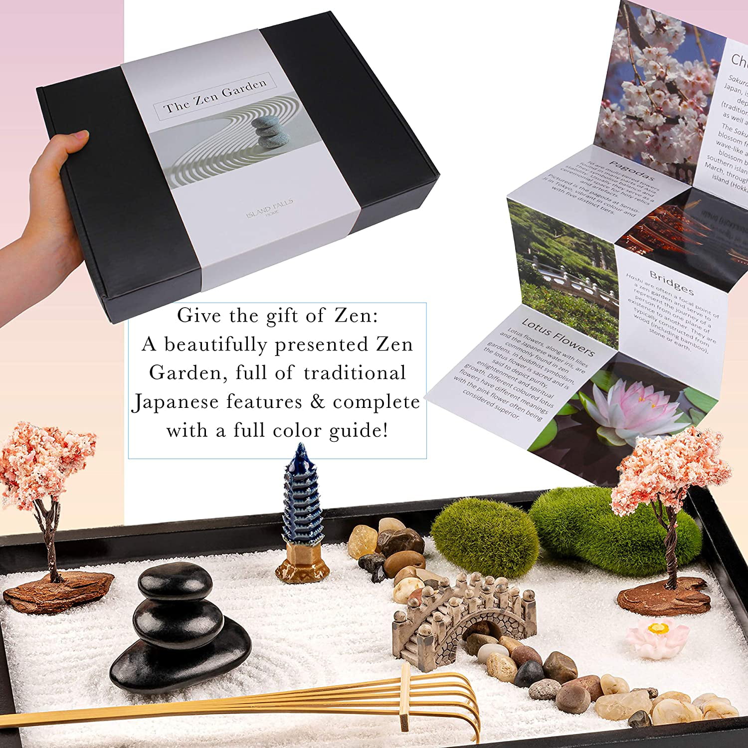 Zen Garden Sandbox-Mini Zen Garden Sea Life for Desk-Zen Garden Accessories,Sand Tray Play Kit for Kid,Adults,Office,Zen Decor,Sand Box Gift Set,Great Spiritual Gift Idea 