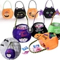 thumbnail image 2 of Bolsas de dulces de Halloween, Cubo de almacenamiento de dulces de Halloween, cesta de regalo portátil, fiesta de botín, truco de calabaza o trato para niños, 2 of 4