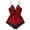 Red, variant on un Womens Satin Lingerie One Piece Bodysuit Teddy Lingerie Lace Trim Deep V Backless Sleeveless Romper Sleepwear
