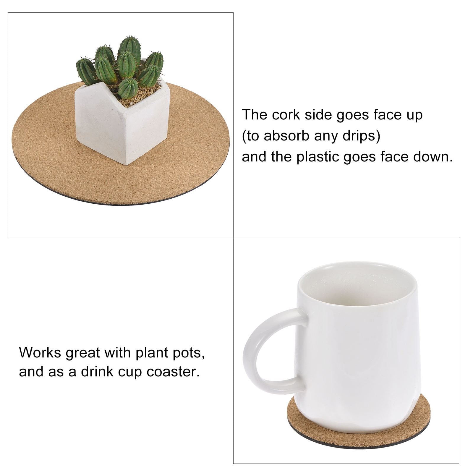 Unique Bargains Round Plant Saucers Plastic Cork Plant Mat for Home Garden Yellow 10"