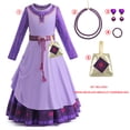 thumbnail image 2 of Vestido de princesa Asha Wish para niñas, Cosplay púrpura, disfraz de asha para niños, Navidad, fiesta de carnaval, ropa de fantasía, peluca, 2 of 4