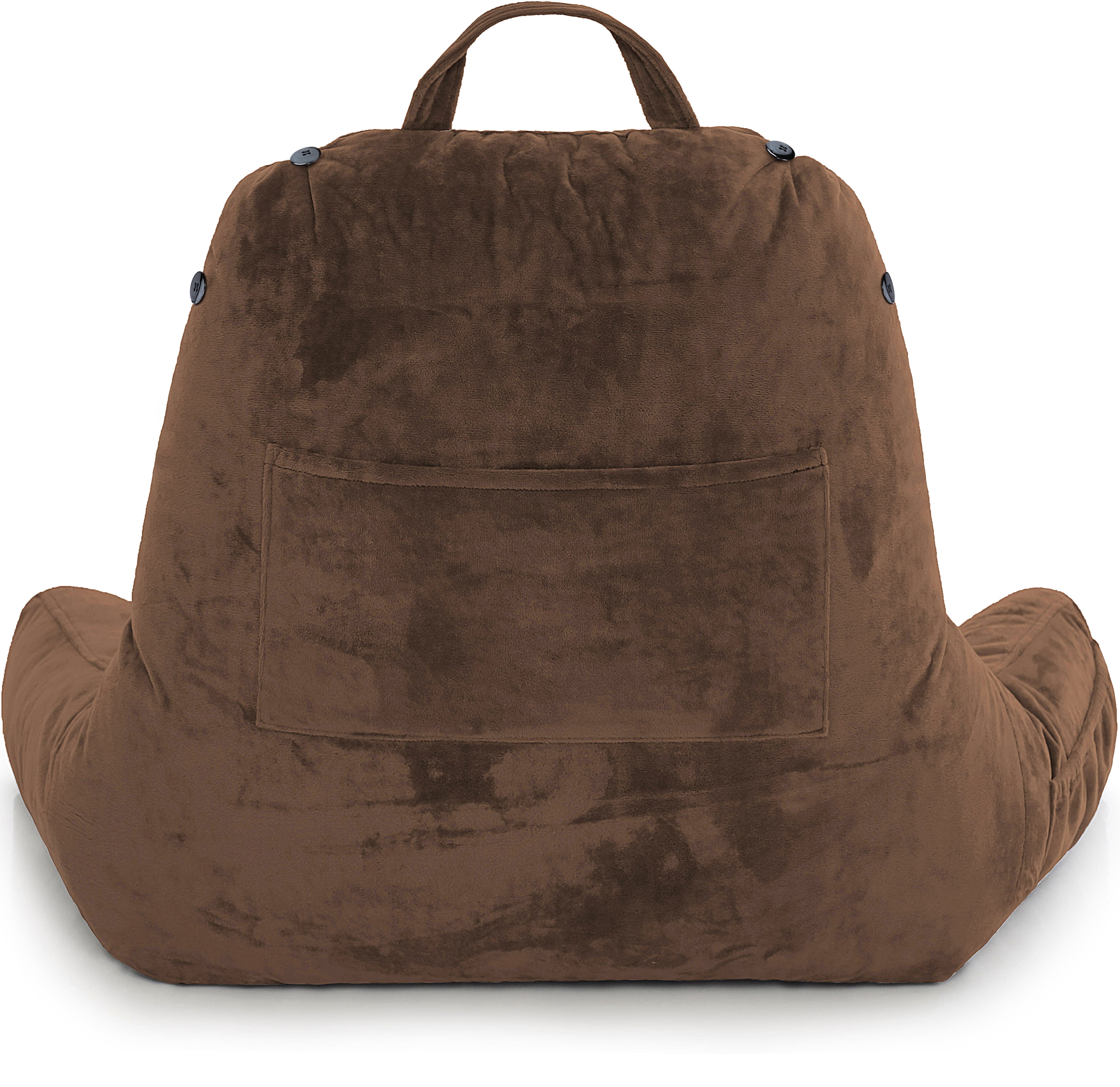 Husband Pillow Medium Chocolate Brown, Backrest - Detach Neck Roll, Removable Cover