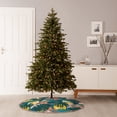 thumbnail image 7 of Halloween Christmas Tree Skirt - Hawaiian Style Blue Yellow 30 Inches Christmas Tree Skirt for Halloween Holiday Indoor Home Christmas Tree Decorations with Three Ribbons, 7 of 7