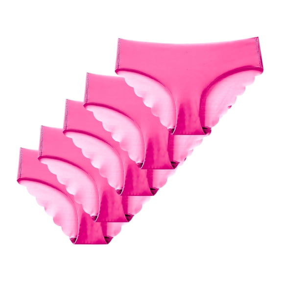 OWUUcdse Women's Seamless Panties, Soft Casual Low-rise 5PC Cheeky Underwear Hot Pink Size XL