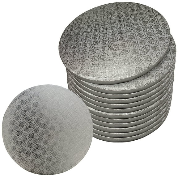Spec101 Round Cake Boards Bulk 12pk - 12 Inch Cake Drum Silver 1/2in Smooth Edge