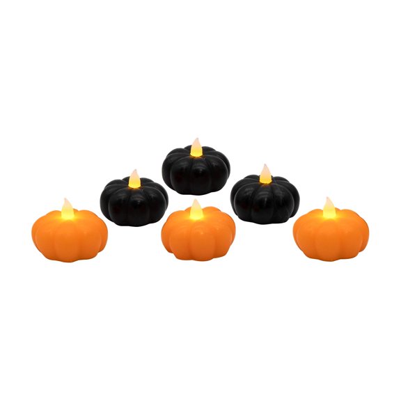 LumaBase Battery Operated LED Lighted Pumpkins 3"x3"x2" - Set of 6