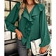 thumbnail image 2 of Blusa De Manga Larga, Diseño De Empalme De Encaje Con Volantes Tela Suave De Color Puro Mujeres Puños Elásticos Superiores Casuales Para El Trabajo Para Los Negocios ANGGREK No, 2 of 8