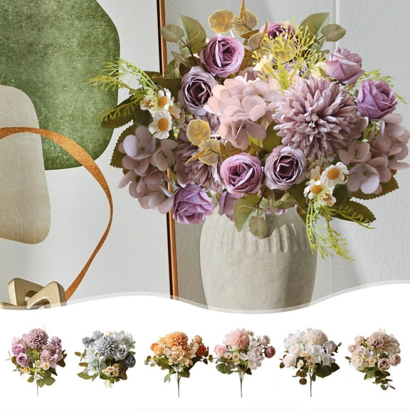 kladzum Fake Flowers Fake Flower Bouquet, Silk Flower Arrangements for Home, Living Room, Dining Room, Bathroom Plant Decor, Centerpiece Table Decorations