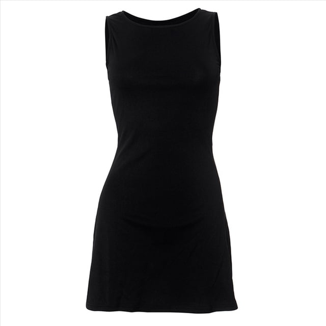 Vestido Corto de Verano para Mujer, Corte A, Sin Mangas, Cuello , para Fiestas en Clubes y Clubes. Negro M