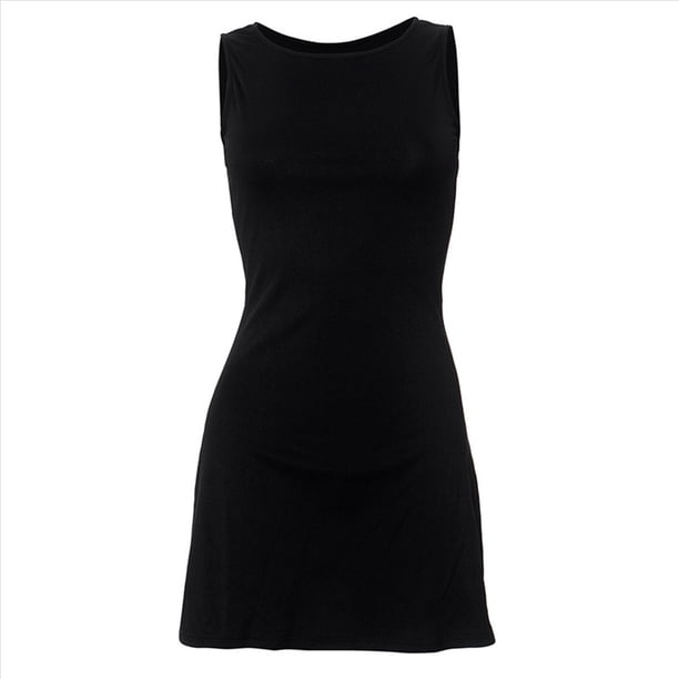 Vestido Corto de Verano para Mujer, Corte A, Sin Mangas, Cuello , para Fiestas en Clubes y Clubes. Negro M
