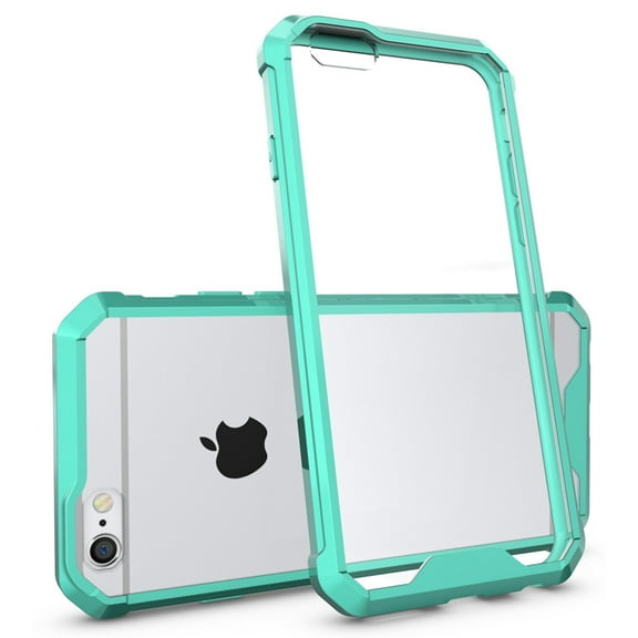 NAKEDCELLPHONE'S MINT/CLEAR TRANSPARENT ANTI-SHOCK TPU CASE HARD COVER FOR APPLE iPHONE 6 PLUS
