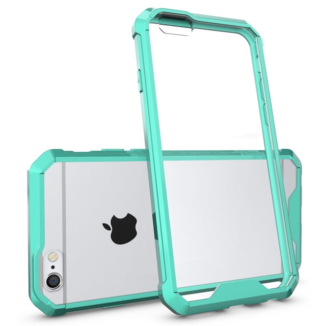 NAKEDCELLPHONE'S MINT/CLEAR TRANSPARENT ANTI-SHOCK TPU CASE HARD COVER FOR APPLE iPHONE 6 PLUS +