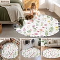 thumbnail image 5 of Round Rugs 4Ft, Spring Floral Round Area Rug Washable Indoor Throw Carpet, Pink Flowers Black White Plaid Pastoral Soft Non Slip Circle Rug for Kitchen Nursery Room Home Decor Aesthetic, 5 of 8