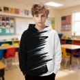 thumbnail image 2 of ZHOGXU Boys Patchwork Gradient Hooded Sweatshirt Long Sleeve Pullover Hoodie With Pocket For Kids Cool Loose Fit Everyday Wear,Black2,6-7 Years, 2 of 5