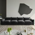 thumbnail image 1 of The Magic Home 4-Seater Modular Floor L-Shaped Chenille Sectional Sofa, Black, 1 of 12