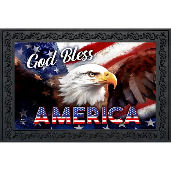 Briarwood Lane Everyday Doormat 30x18 Indoor Outdoor God Bless America Eagle Doormat