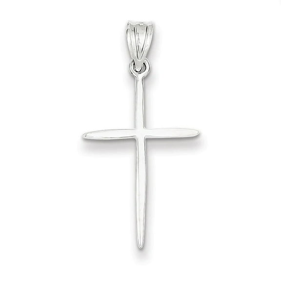 14K White Gold Classic Polished Tapered Ends Passion Cross Pendant
