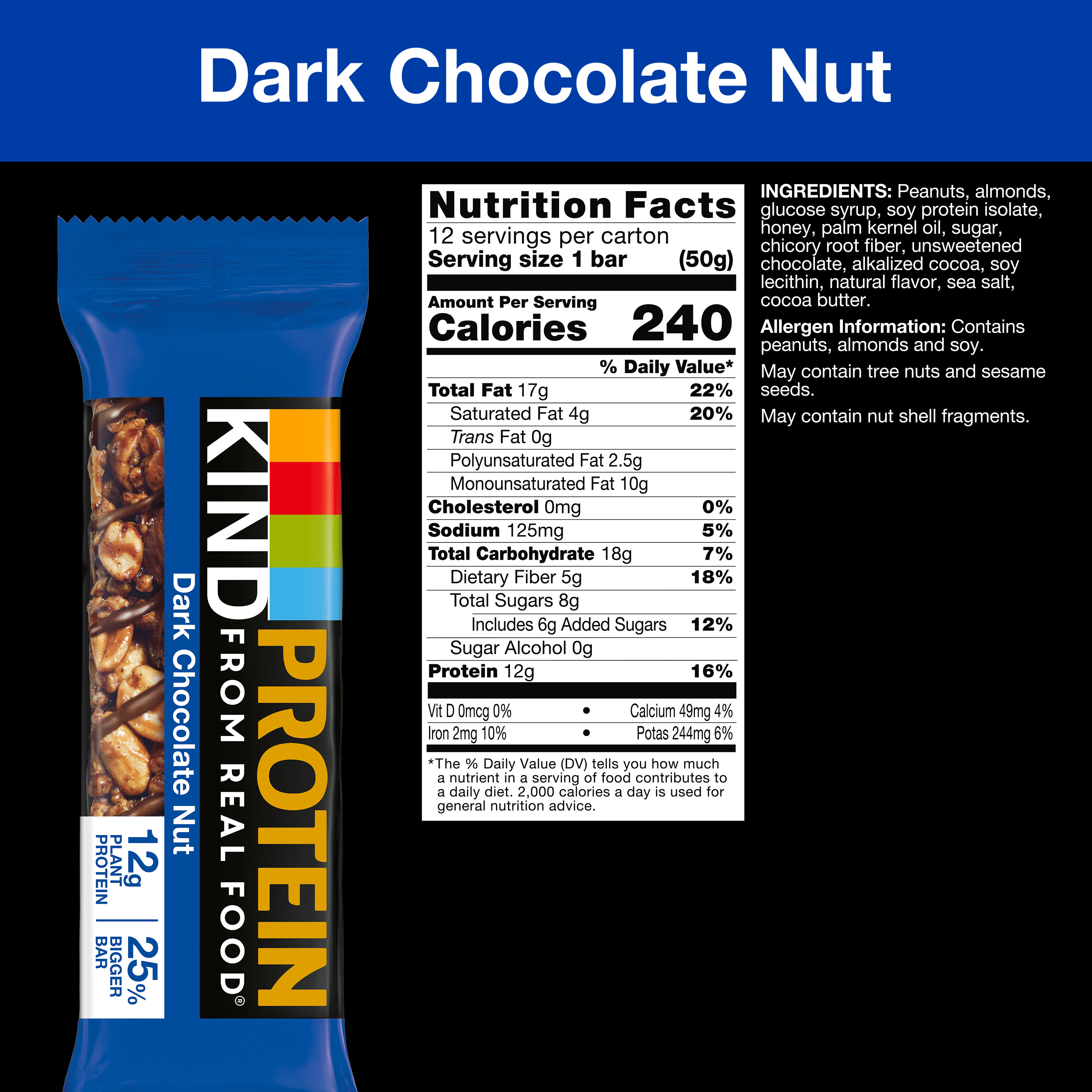 KIND Protein Bars, Double Dark Chocolate Nut, 1.76 oz, 12 Count - image 3 of 9