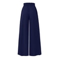 thumbnail image 3 of Xmarks Women Summer And Fall High Waist Drawstring Casual Wide Leg Long Palazzo Pants Trousers Long Culottes with Pocket NavyBlue M, 3 of 6