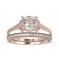 thumbnail image 1 of Dazzling Minimalist Art Deco 2.00 Carat Oval Cut Diamond Moissanite Unique Engagement Ring, Wedding Ring, One Matching Band in 10k Solid Rose Gold, Gift For Woman, Promise Ring, 1 of 4
