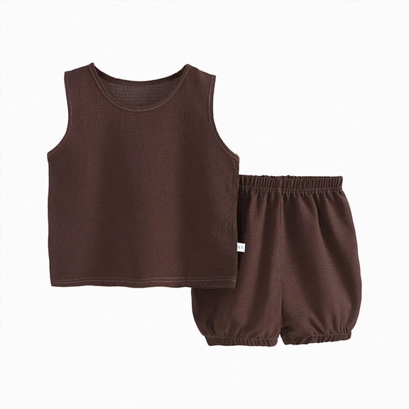 Boys Summer 2-Piece Set 6-12 Months 12-24 Months 2t 3t 4t 5t 6t 7t Children Cool Print Short Sleeve T-Shirt And Elastic Waist Shorts,Boys 2 Piece Summer Set(Brown,1-2 Years)