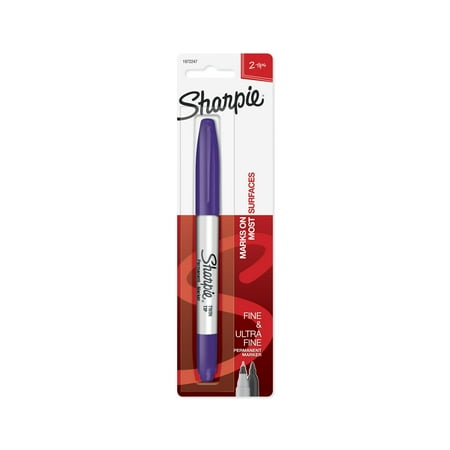Purple Permanent Markers - (4 Pack) Sharpie Twin Tip Permanent Marker, Fine and Ultra Fine, Purple, 1 Count