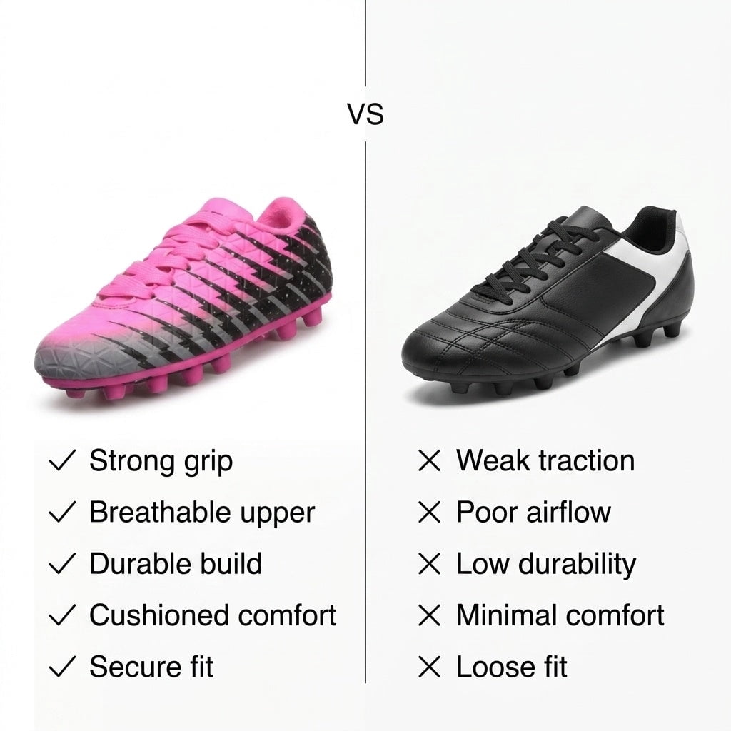 Vizari Bolt Firm Ground Soccer Cleats for Kids – Durable, Comfortable, and Stylish Boys and Girls Soccer Shoes with Traction - Pink/Black/Silver, 3