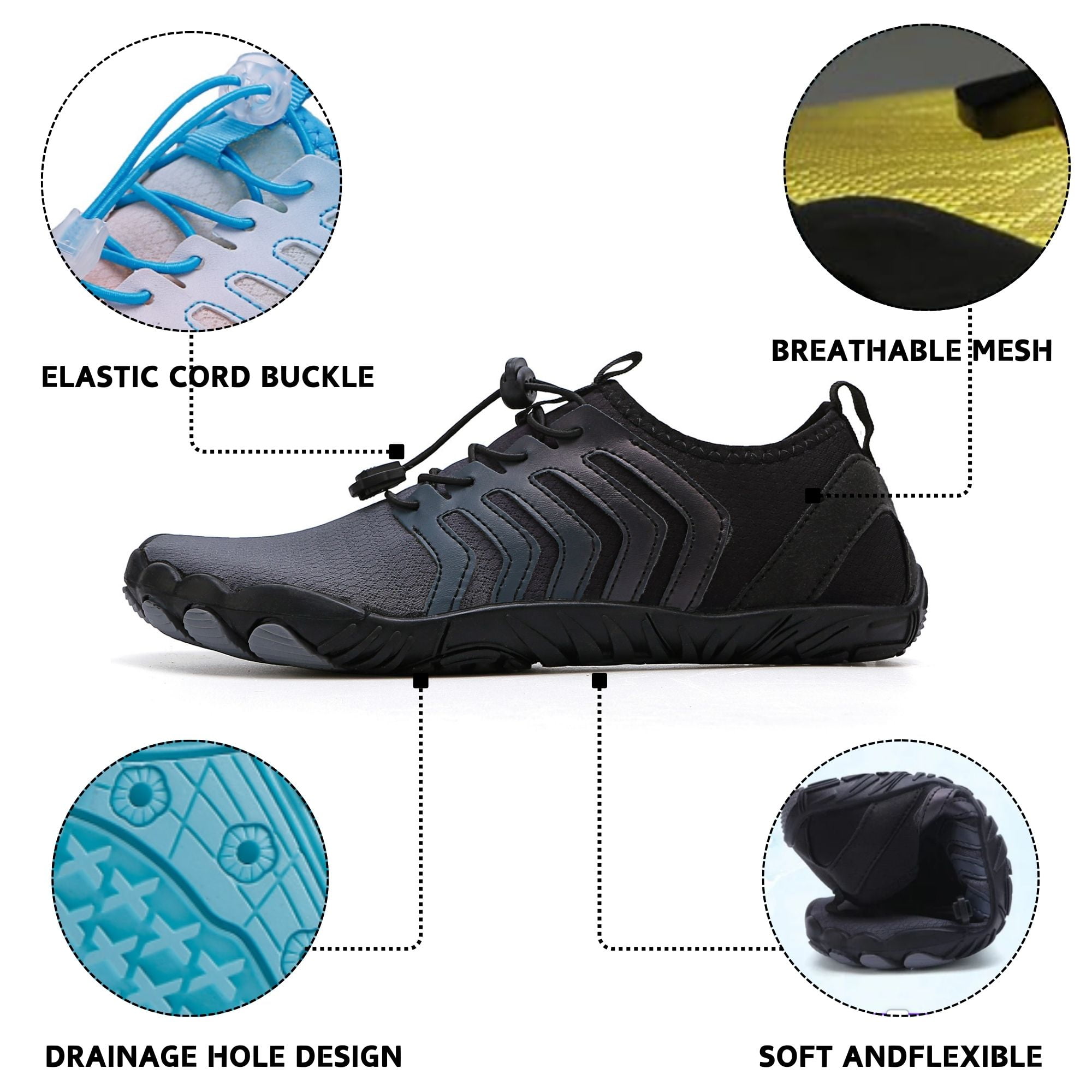 BERANMEY Hiking Barefoot Shoes Womens Mens Non-slip Quick Dry Breathable Water Shoes for Women Athletic Shoes Workout Shoes with Drainage Lightweight Grounded Footwear