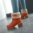 thumbnail image 6 of KAQ Women Cute Warm Short Boots Women's Winter Snow Fleece Suede Chunky Mid Heel Round Toe Ankle Booties Chunky Boots, 6 of 18