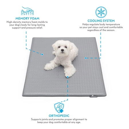 Paw Inspired Dog Cooling Mat Medium Large 35 x 22 Inch Orthopedic Memory Foam Washable Crate Pad for 36 Inch Kennel