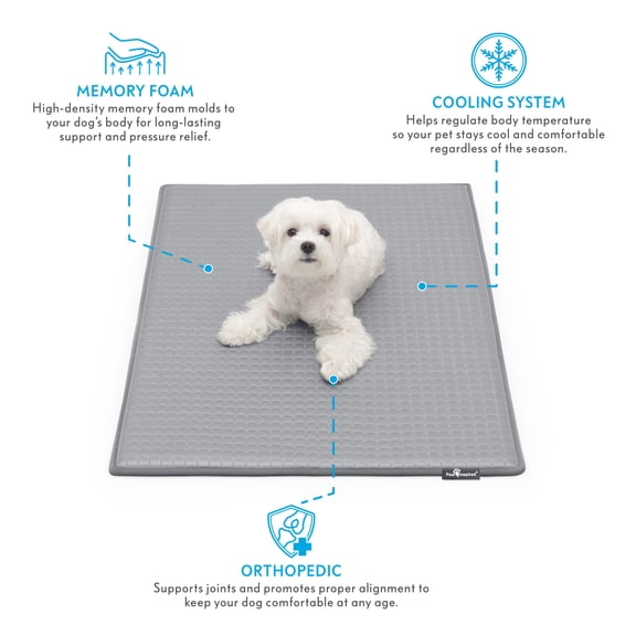 Paw Inspired Dog Cooling Mat Medium Large 35 x 22 Inch Orthopedic Memory Foam Washable Crate Pad for 36 Inch Kennel