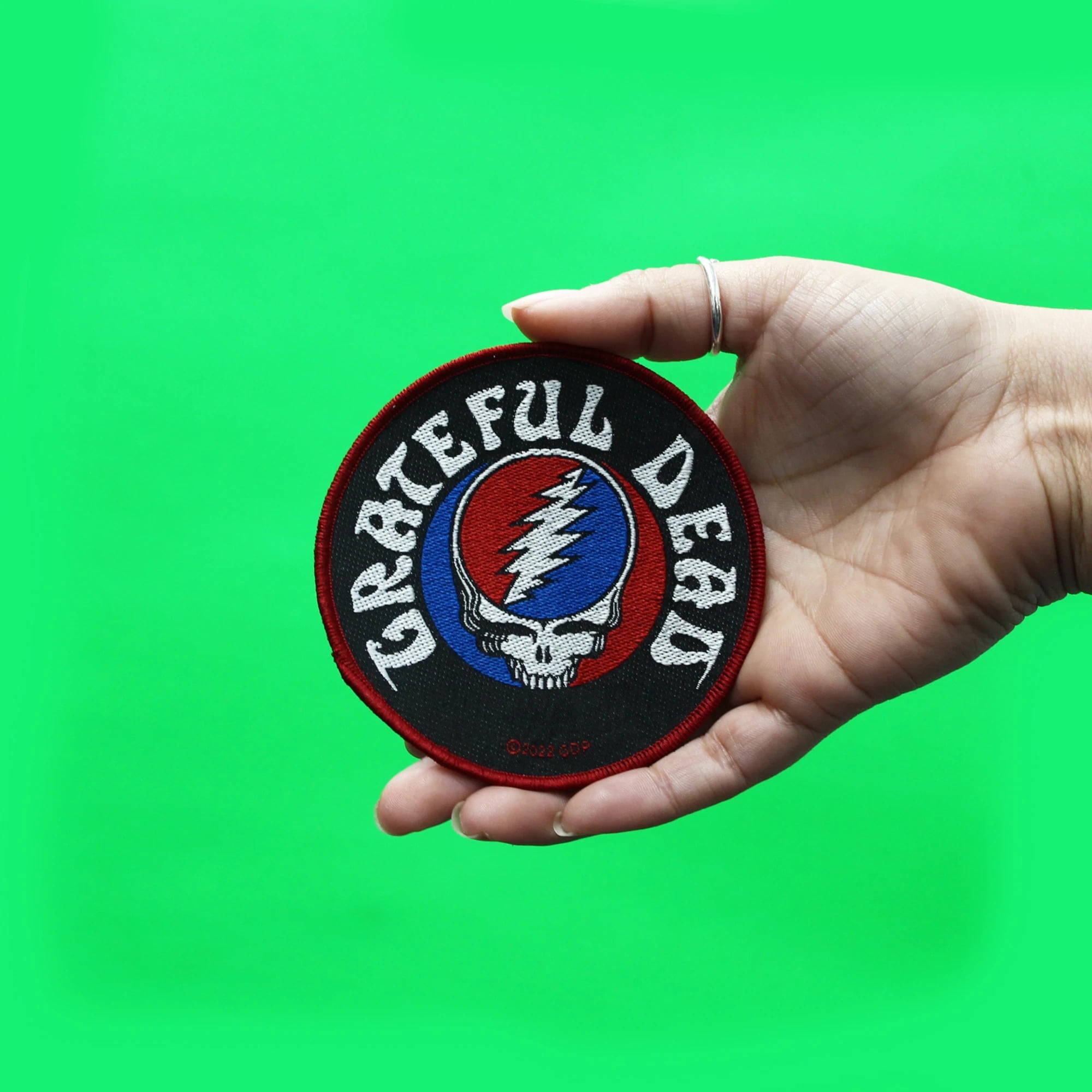 Grateful Dead Patch 'SYF Circle' – Offiziell Lizenziert, Schwarz, Gewebt, 105 Mm, Zum Aufnähen