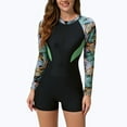 thumbnail image 3 of Lopeceal Women's One Piece Rashguard Floral Surfing Swimsuits Swim Rash Guard Boyleg Bathing Suit UV Protection Swimwear, 3 of 8
