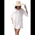 thumbnail image 2 of Vestido Camisero de Verano para Mujer, Holgado, con Botones, Minivestido Calado, Mangas Acampanadas 3/4, con , para Playa L, 2 of 10