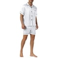 thumbnail image 5 of INSPIRE CHIC Mens Satin Pajama Sets Short Sleeves Summer 2 Piece Loungewear Sleepwears Nightwear M White, 5 of 7