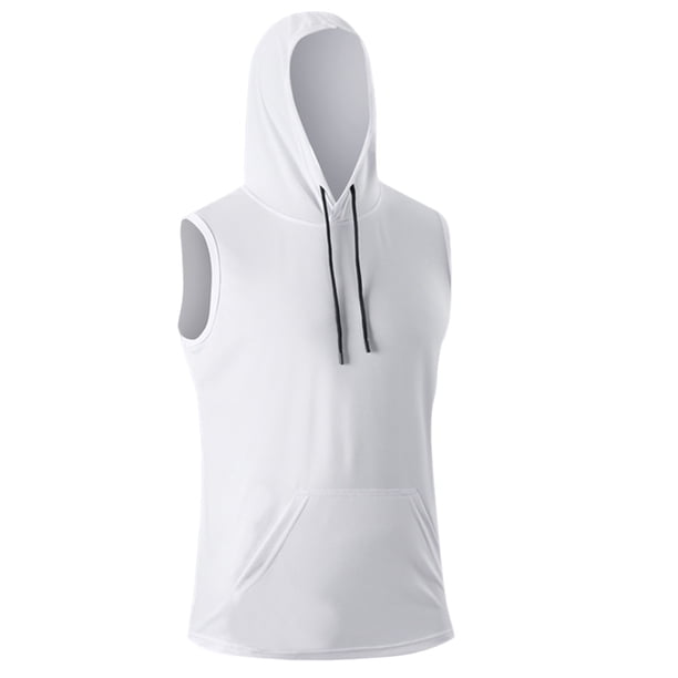 Hombres Casual Moda sin Mangas Blusa con Capucha Suéter Sólido Cuello en V Tanque Deportivo