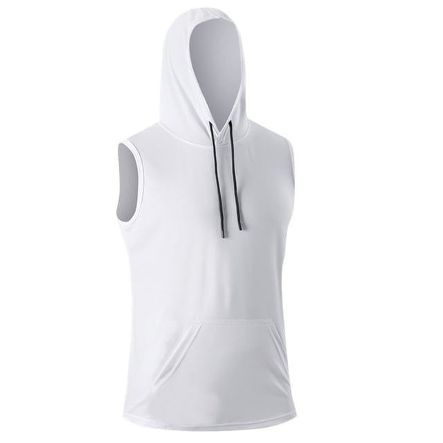 Chbgutlmr T Shirts for Man Sleeveless Drawstring Hooded Pullover Fitting Athletic Summer Tops Pocket