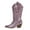 Red, variant on Women's Mid Calf Boots Embroidered Pointed Toe Chunky Heel Wide Calf Pull on Western Cowboy Cowgirl Boots
