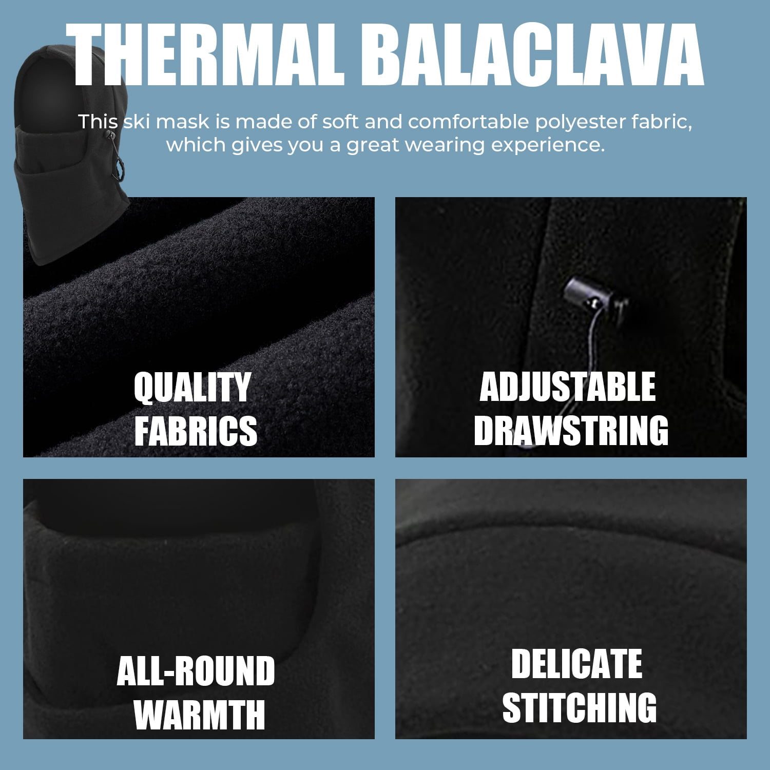 6 Pack Ski Mask Balaclava Full Face Cover Cold Weather for Men Women Gray