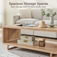 thumbnail image 4 of SinCiDo Modern Coffee Table with Storage Shelf, 2-Tier Wooden Rectangular Minimalist Center Table, Curved Profile Design for Living Room, Office, Natural, 4 of 7