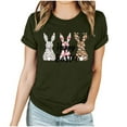 thumbnail image 3 of VBTAPA Bunny T-shirt for Women 2025 Easter Graphic Tees Egg Hunt Themed Printed Short Sleeve Crewneck Tee Tops Prime Sales Today Army Green L, 3 of 6