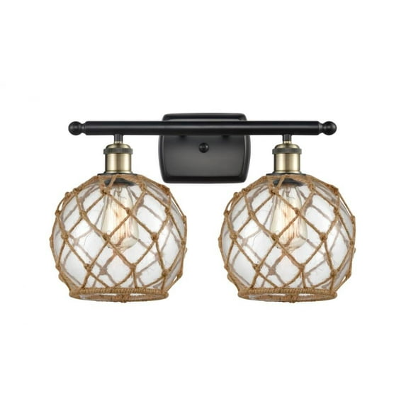 516-2W-BAB-G122-8RB-LED-Innovations Lighting-Farmhouse Rope-7W 2 LED Bath Vanity in Industrial Style-16 Inches Wide by 13 Inches High Black Antique