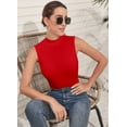 thumbnail image 5 of Vafful Womens Sleeveless Mock Turtleneck Tank Tops Slim Fit Stretch Ribbed Tops Casual Basic Layering Shirts Red XL, 5 of 6
